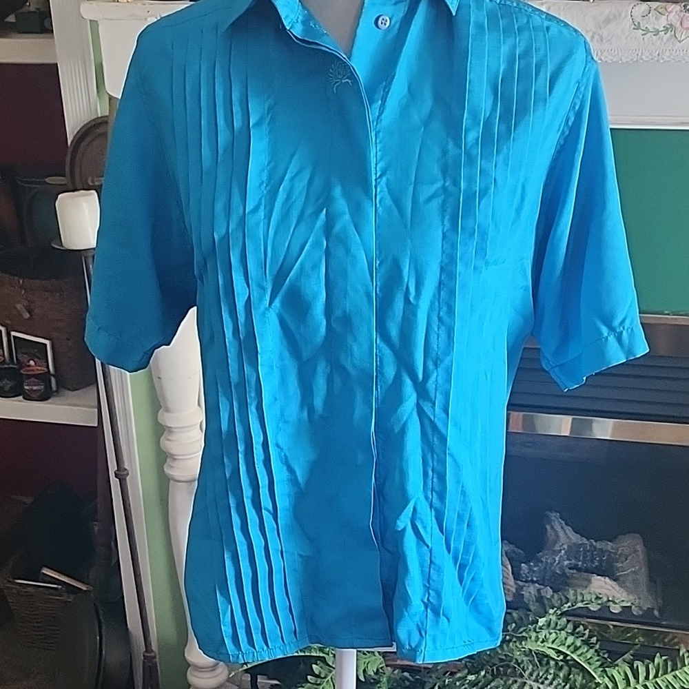 Blue Pleated Top